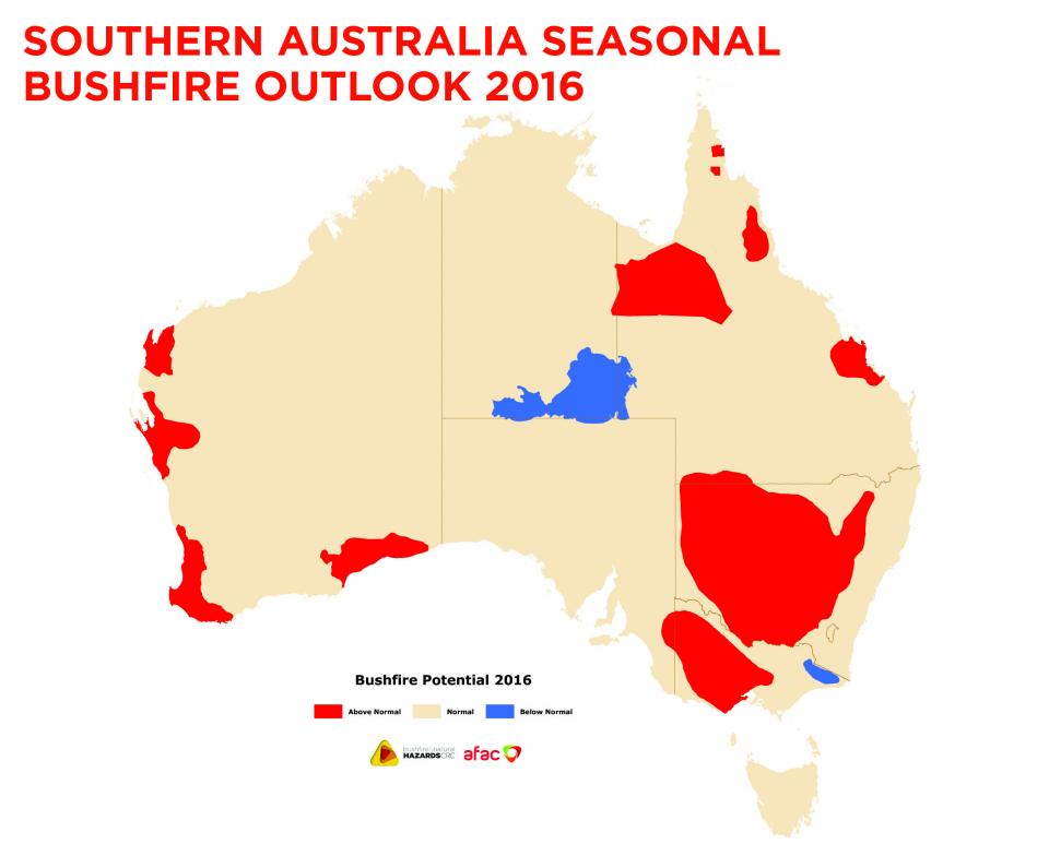 Bushfire outlook for southern Australia 2016