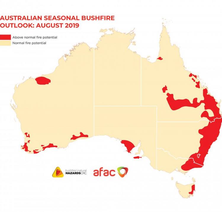 Vast areas of Australia, particularly the east coast, have an above normal fire potential this season.