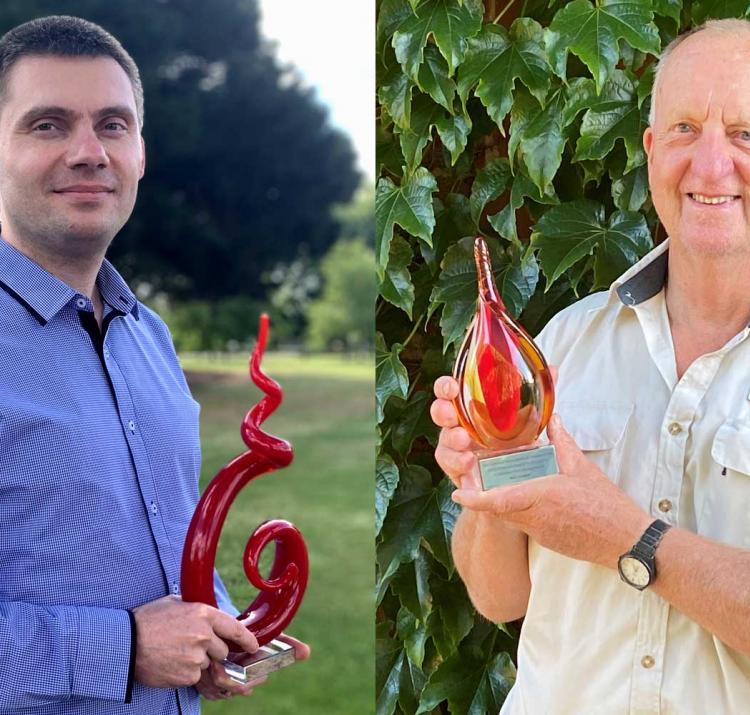 Dr Alex Filkov (left) and Neil Cooper (right) with their 2020 IAWF awards.