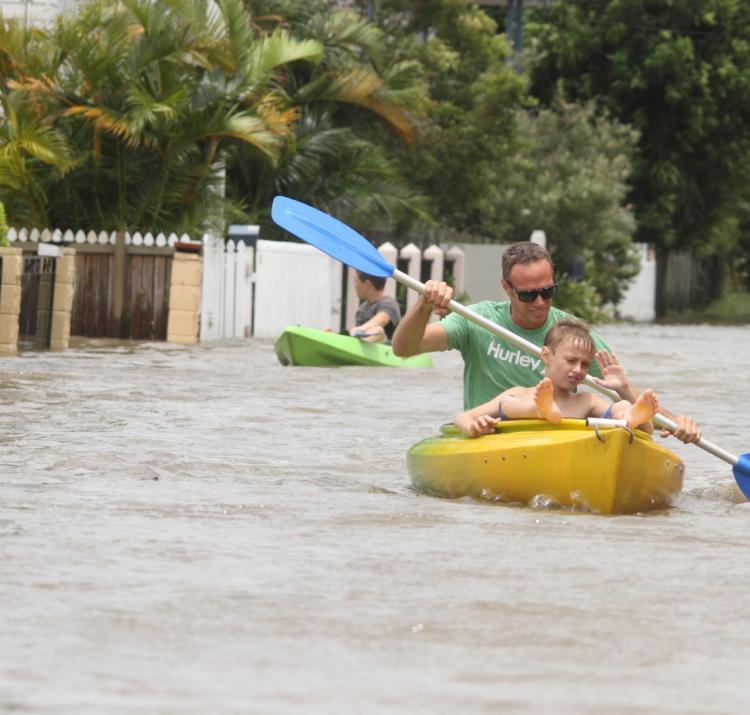 Flooding in Brisbane after ex-Tropical Cyclone Oswald in January 2013. Shutterstock.com