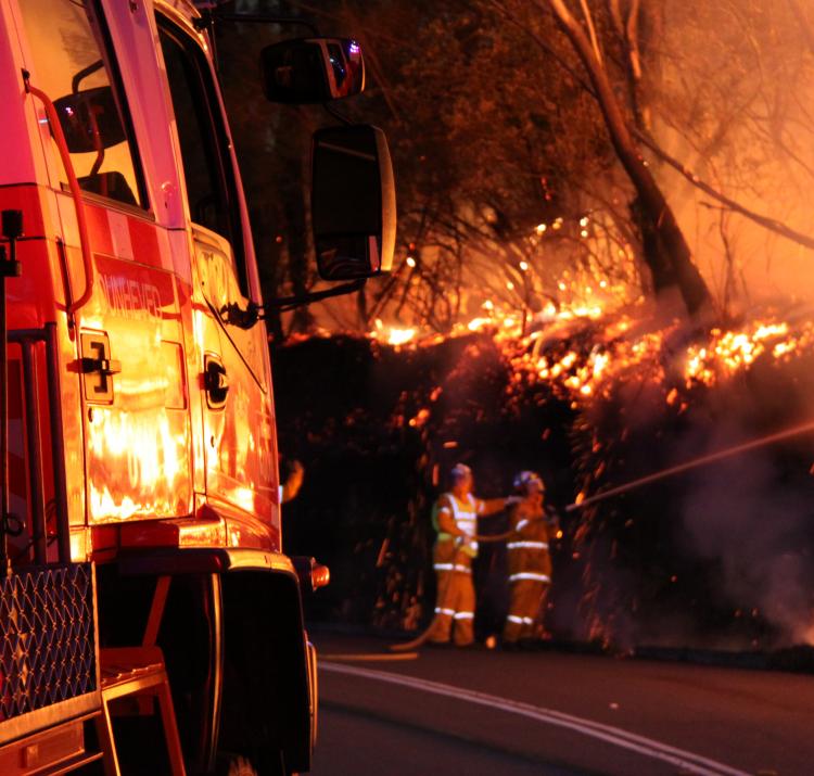 Volunteer firefighters battle a blaze. Photo: Ben Shepard NSW RFS