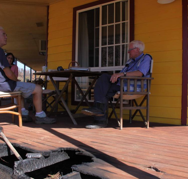 Interviewing residents after the 2013 Coonabarabran fire. Photo: Brydie O'Connor NSW RFS