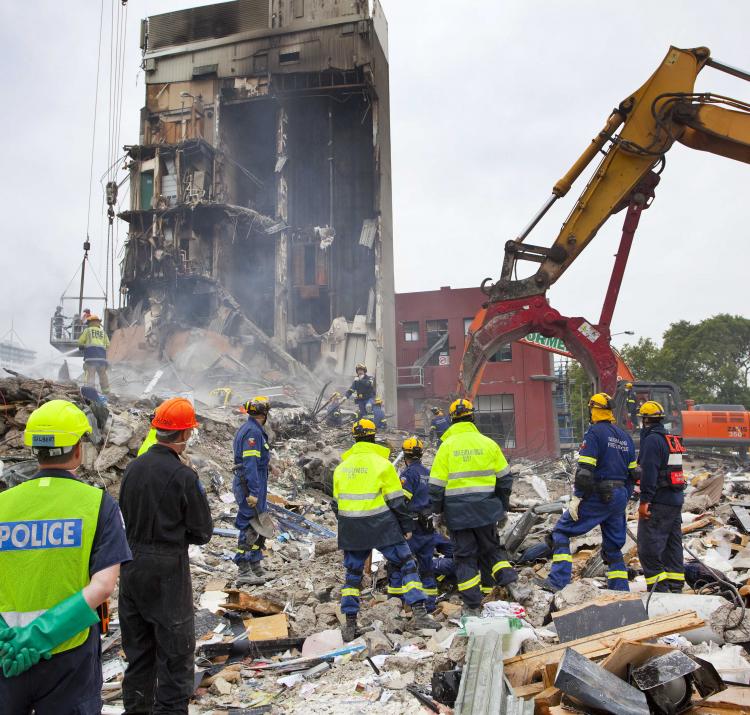Fire and Emergency New Zealand after the 2011 Christchurch earthquake. Photo: John Moombe.