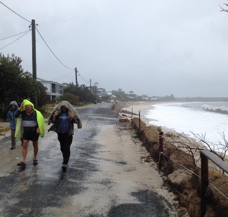 Locals brave the elements during April’s east coast low at Jimmy’s Beach, NSW. Photo by NSW SES.