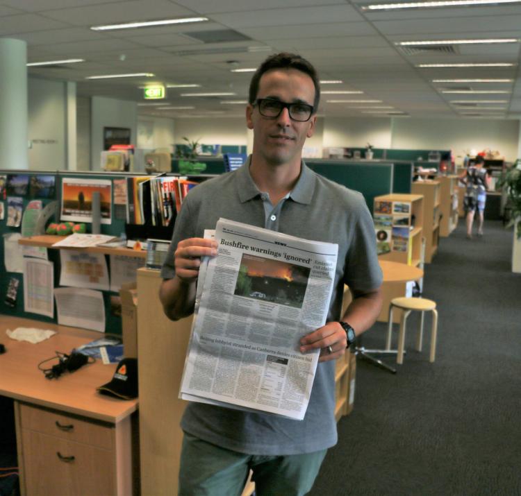 CRC researcher Josh Whittaker poses with his article
