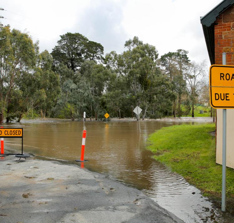 Flooded road in South Australia. Photo: South Australia SES.