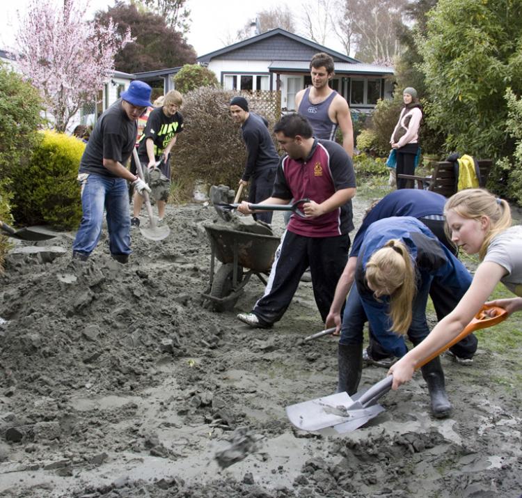 Volunteers at Christchurch earthquake