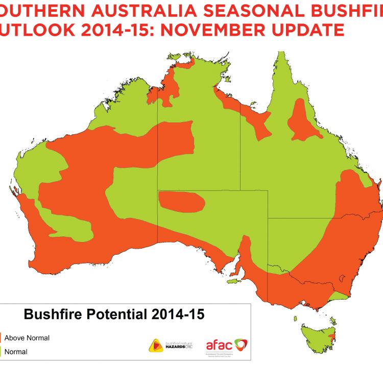 Updated seasonal bushfire outlook November 2014