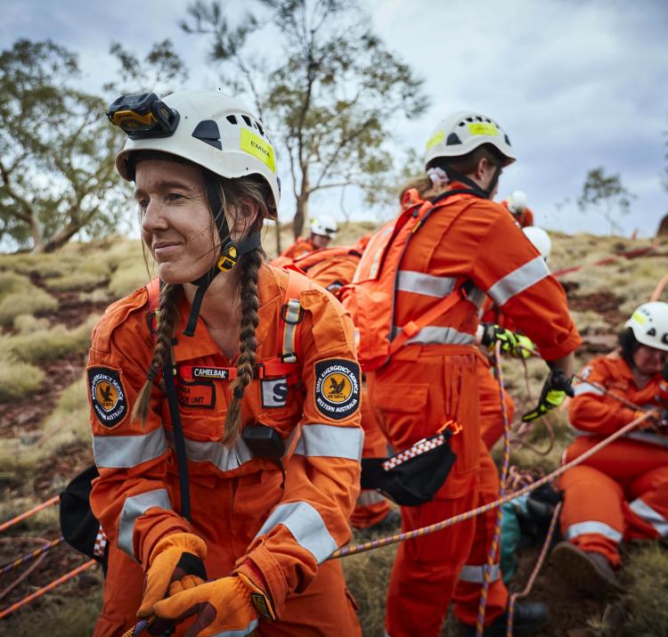 SES volunteers in WA performing a rescue. Photo: Department of Fire and Emergency Services WA.
