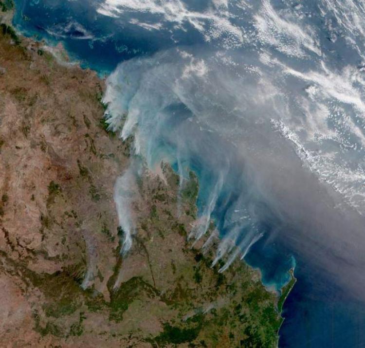 Satellite imagery of the Queensland bushfires. 