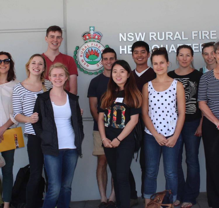 Tina Bell (2nd from right) with her University of Sydney students at RFS HQ.