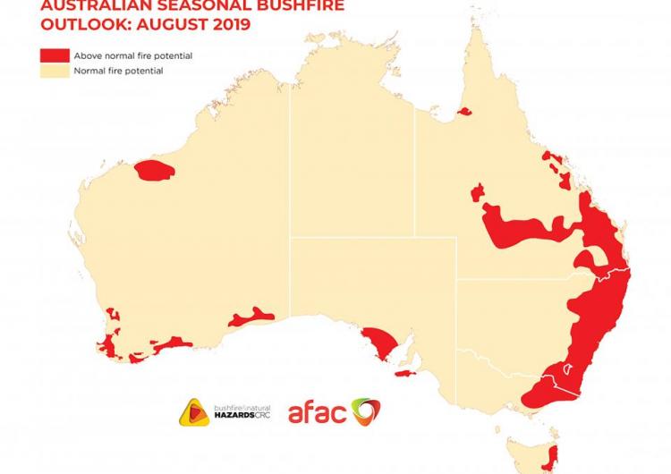 Vast areas of Australia, particularly the east coast, have an above normal fire potential this season.