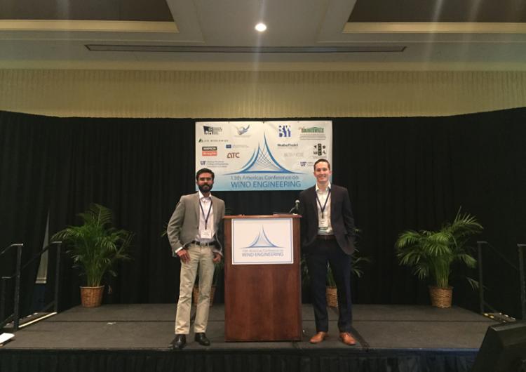 Korah Parackal and Dr Daniel Smith at the Americas Conference on Wind Engineering.