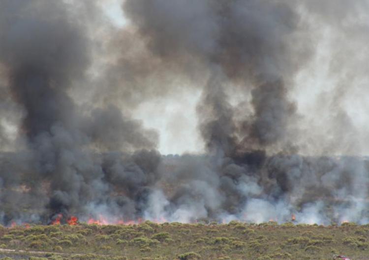 Ngarkat, South Australia. Fire and Smoke.