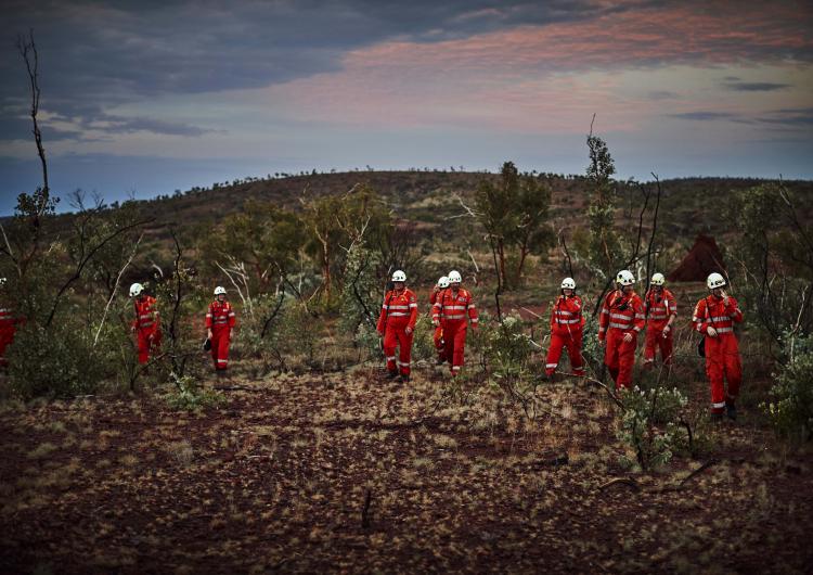 SES volunteers performing a search. Photo: Department of Fire and Emergency Services WA