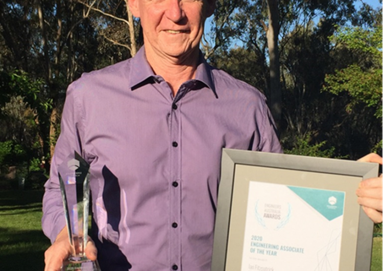 Ian Fitzpatrick with his Engineering Associate of the Year award.