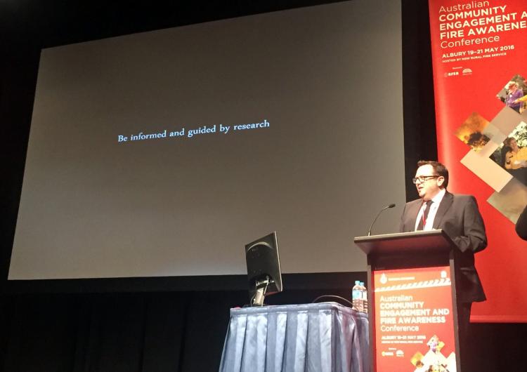 Research was central to the Australian Community Engagement and Fire Awareness conference, Albury 2016