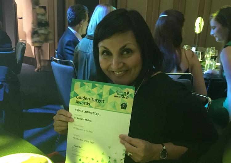 A/Prof Amisha Mehta has been awarded a PRIA Golden Target award for her research.