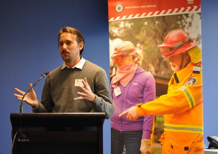 Dr Timothy Neale presenting at the forum. Photo by NSW RFS.