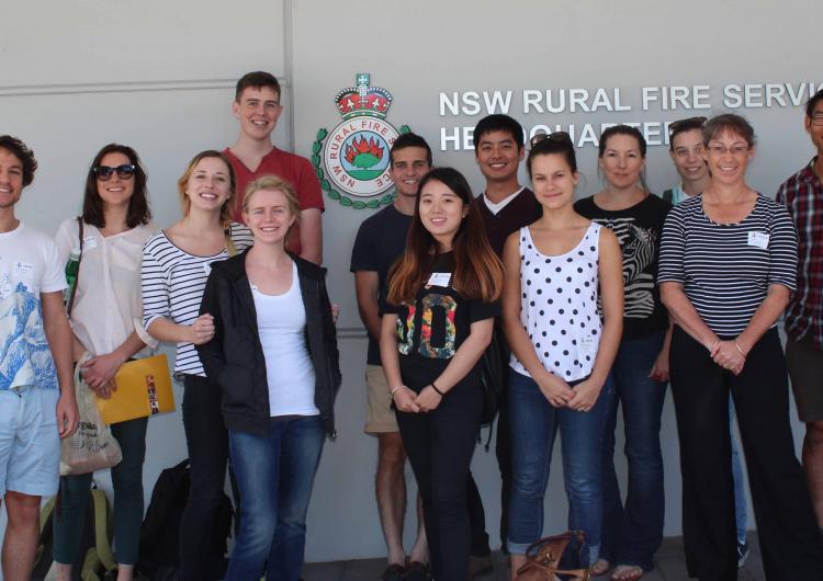 Tina Bell (2nd from right) with her University of Sydney students at RFS HQ.