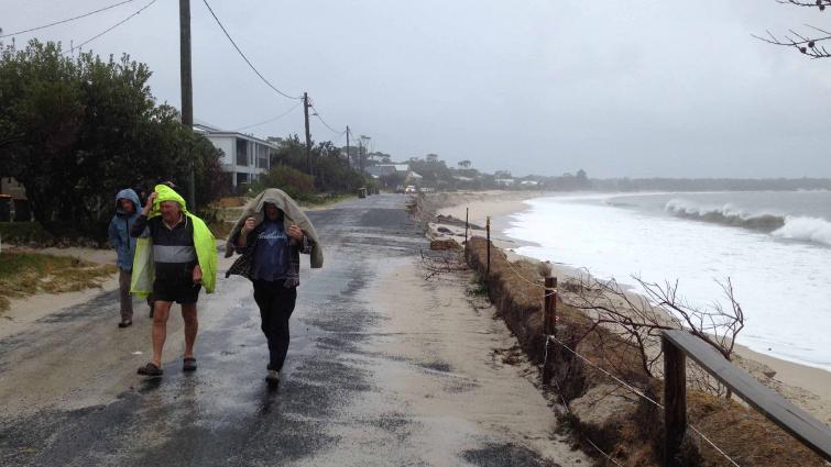 Road damage from storm surge, Jimmy's Beach, NSW. Photo NSW SES