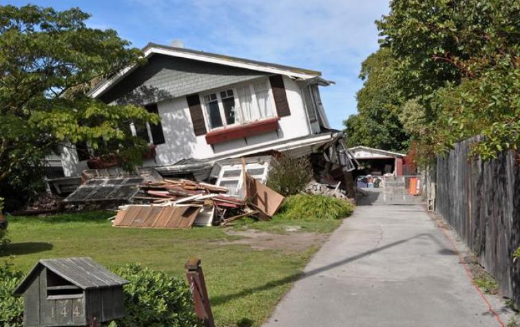 Earthquake-damaged house