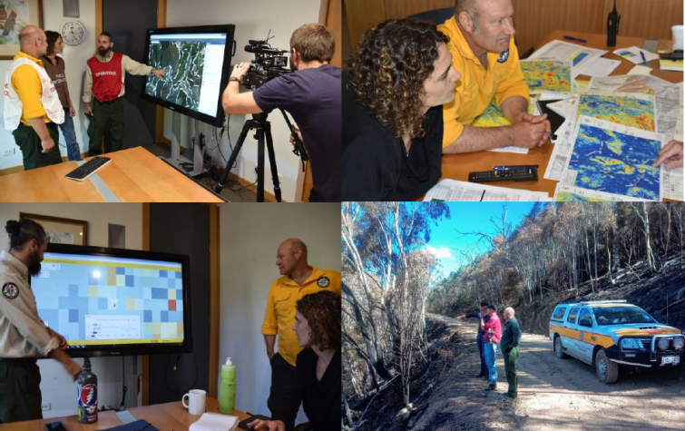 Collaborative work between research team and ACT Parks and Conservation Service to enhance usability of Australian Flammability Monitoring System and LiDAR derived spatial maps of fuel loads to conduct prescribed burning program Photo: Marta Yebra