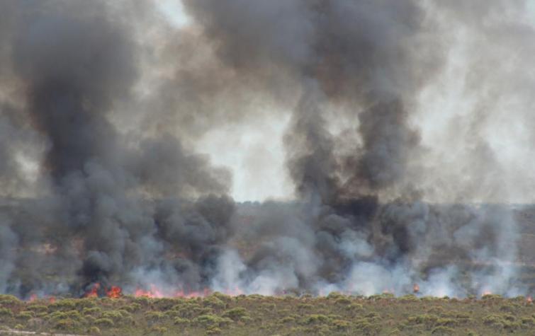 Ngarkat, South Australia. Fire and Smoke.