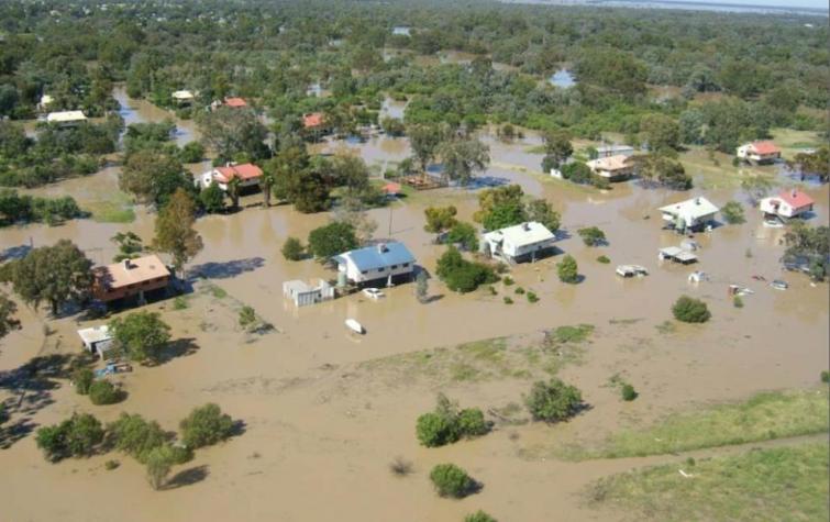 Flooded township in New South Wales.