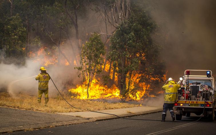 Firefighters battle the Parkerville bushfire. Photo by DFES
