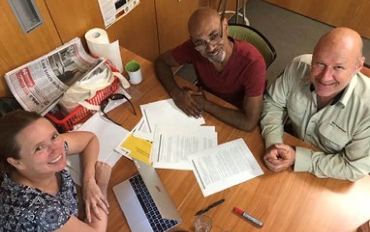 (left to right) Jessica Weir, Dean Freeman and Adam Leavesley at ACT Parks and Conservation, working on utilisation outcomes from this project.