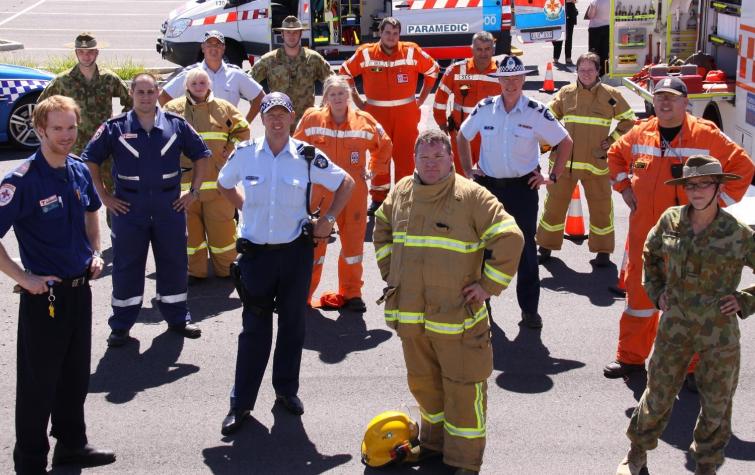 CFA, SES, paramedics, police and defence force work together in Victoria. Source: Country Fire Authority