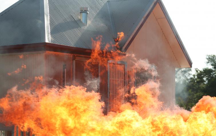 Testing how a house holds up against flames and where the weak points are during a bushfire. Photo: David Bruce, Bushfire and Natural Hazards CRC.