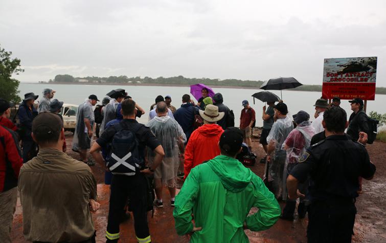 A wet day for the field trip to the Tiwi Islands for the Northern Australia Fire Managers Forum.