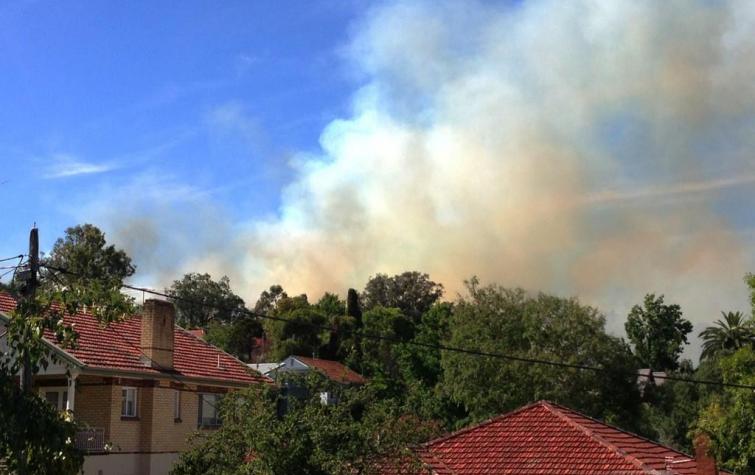 Fires close to homes in Albury, Victoria, January 2013. Photo: @kewinator.