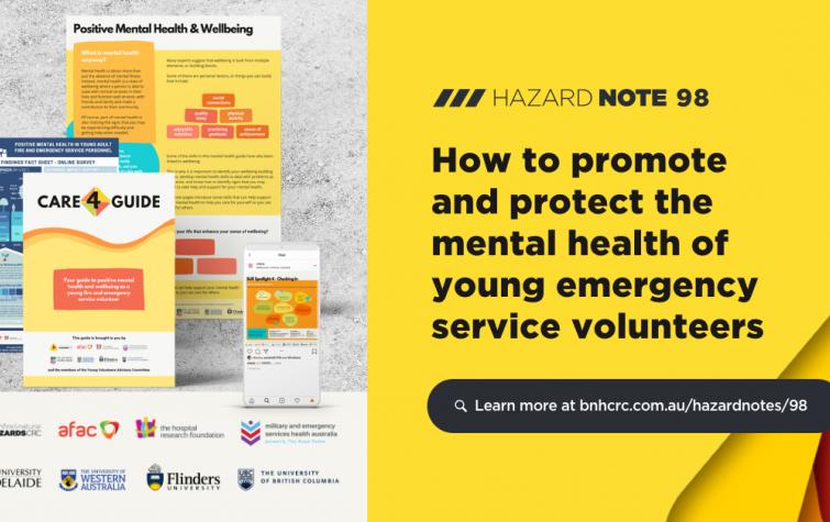 This research worked with young adult volunteers to develop resources that emergency services can use to promote positive mental health and wellbeing.
