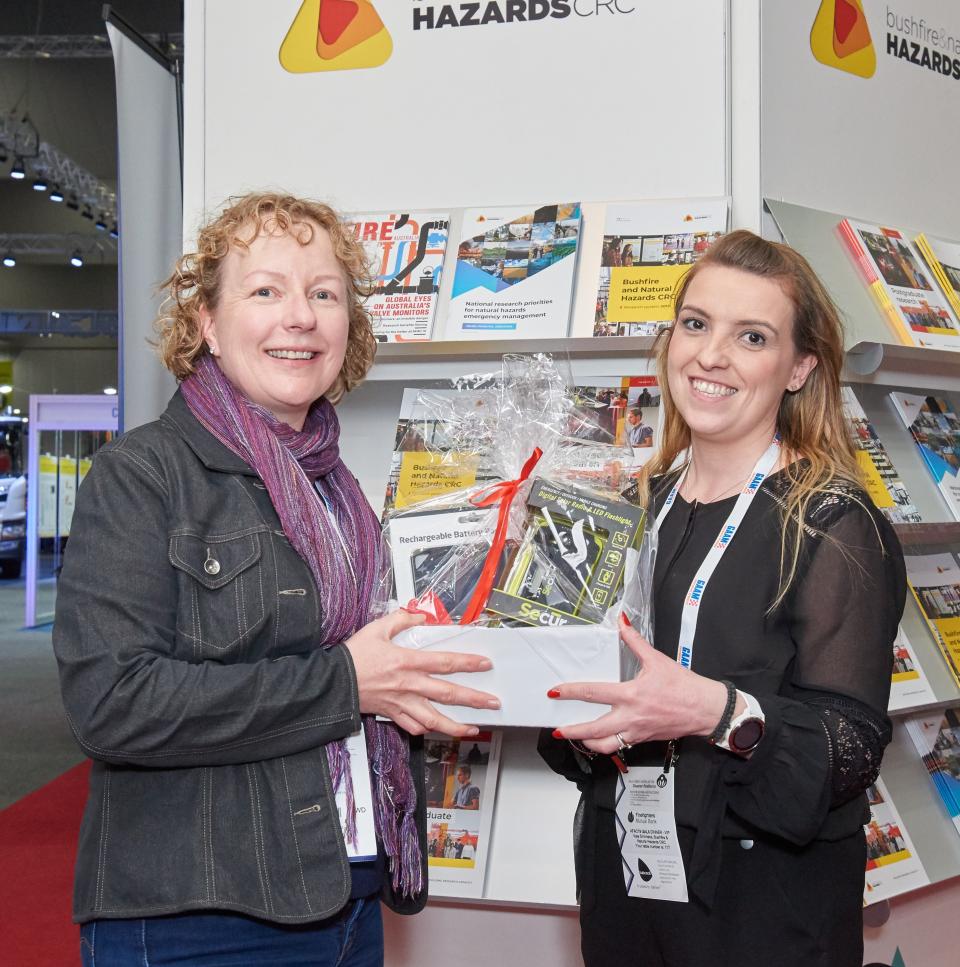Mariska Threadgold (left) from the South Australian Country Fire Service was the lucky winner of the prize draw.