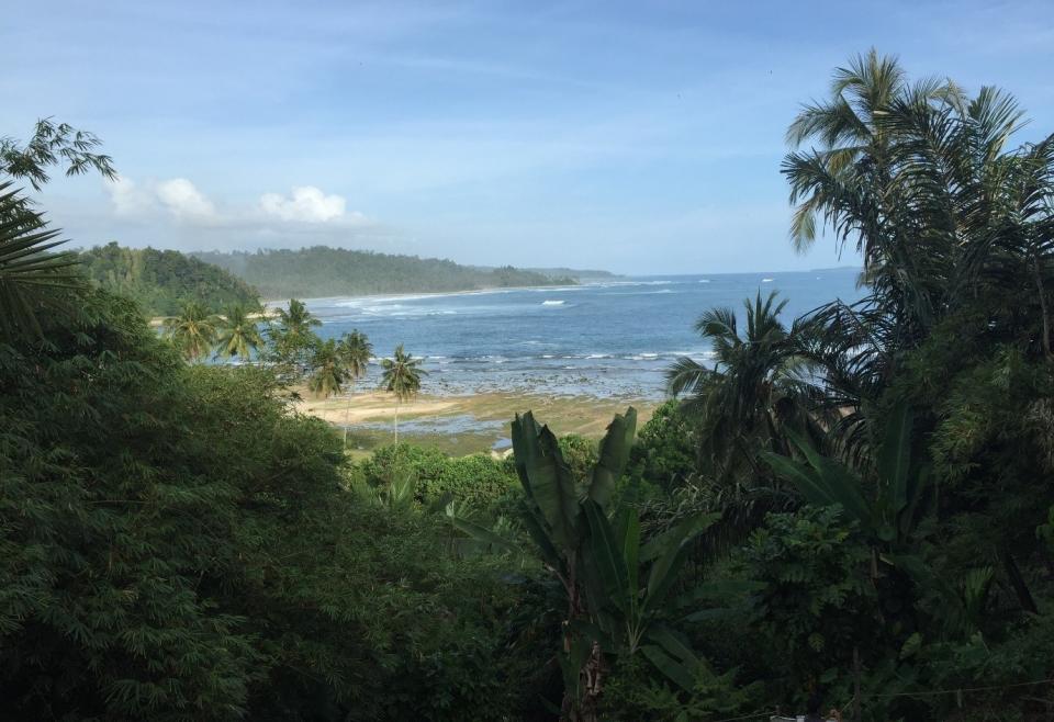 A bay on the west coast of Simeulue where seismic uplift has pushed the shore out 100m or so.