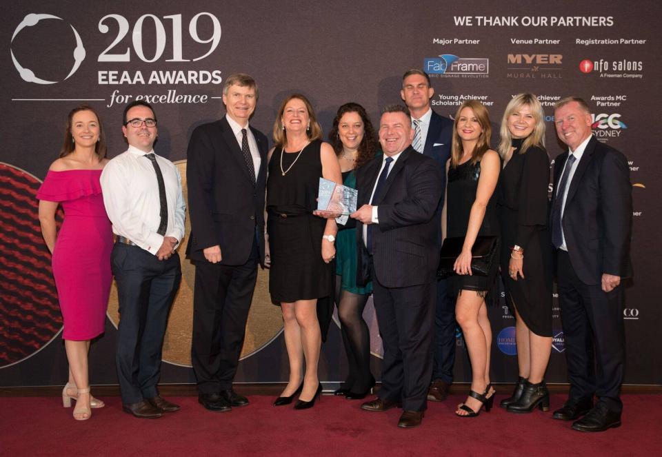 The team from AFAC and Deutsche Messe are pictured with the Best Association Event at the 2019 Exhibition and Event Association of Australasia awards.