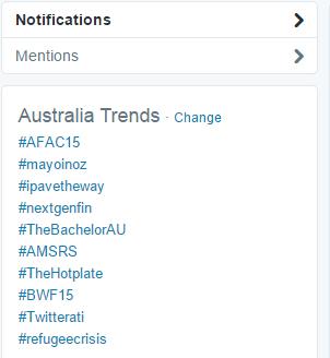 #AFAC15 was trending number one in Australia on Twitter.