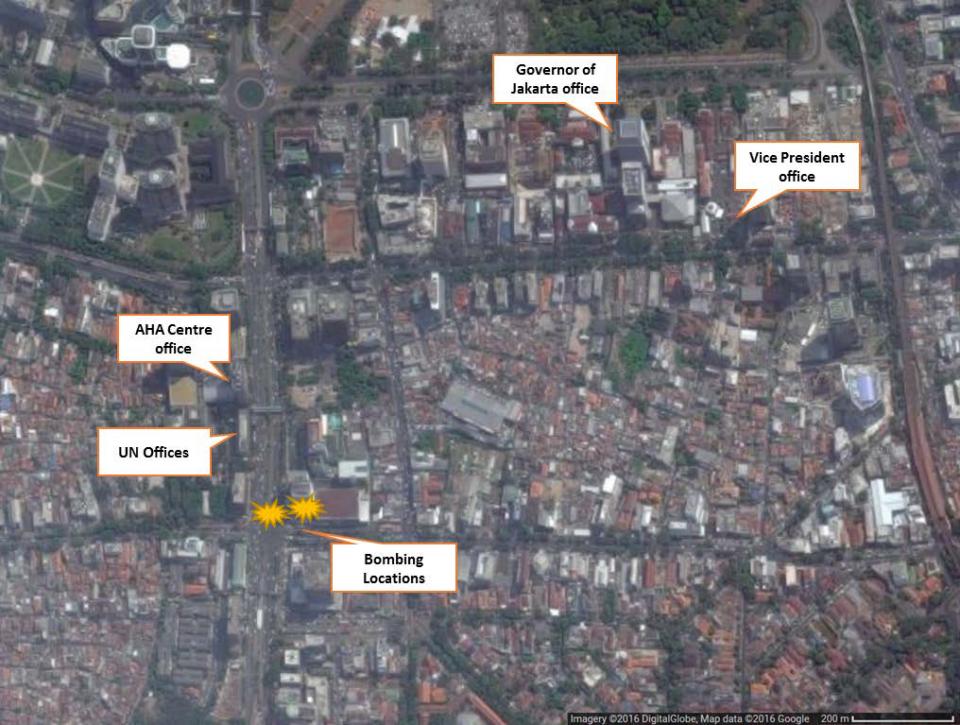 Location of the bombing site close to important buildings.