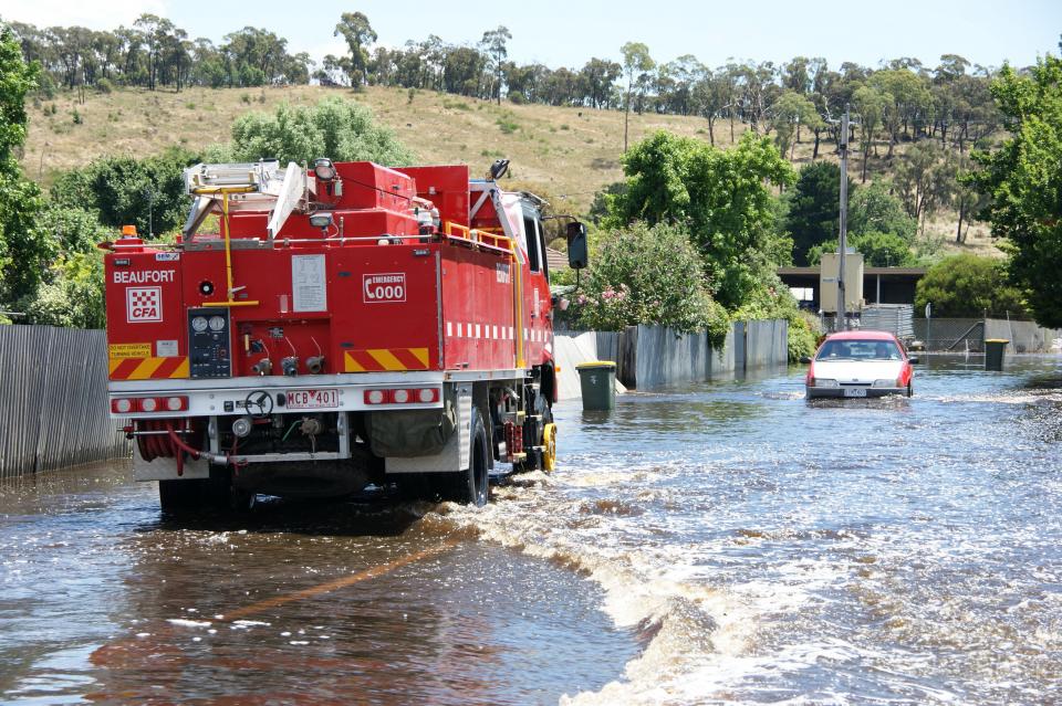 Floodwaters in Beaufort. Phot credit: CFA.
