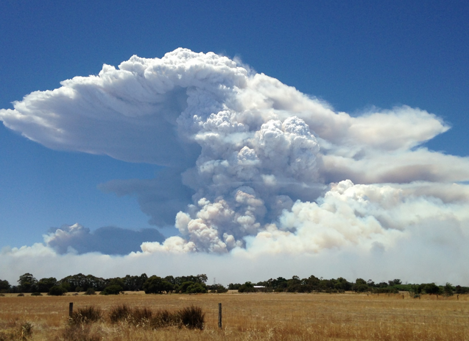 Smoke plume from the Waroona fire. Photo: Neil Bennet.
