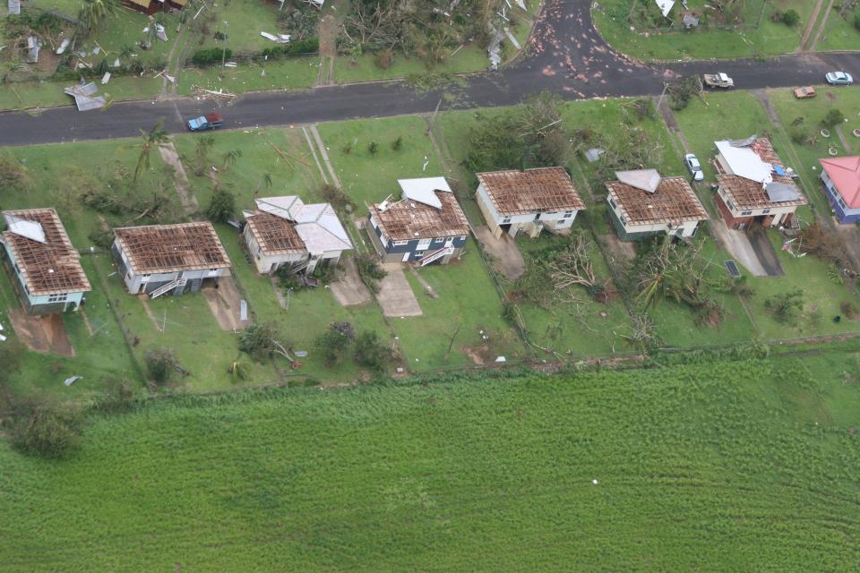 Damage to houses after a cyclone has past through in Queensland, 2009.