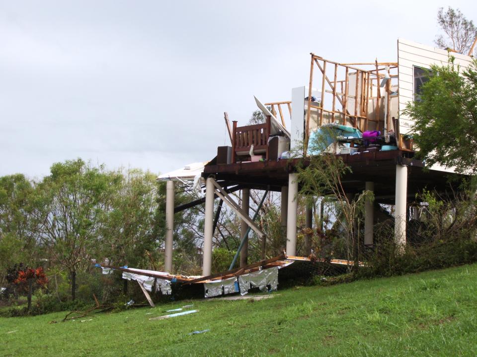 Cyclone Larry tears through northern Queensland. Photo: James Cook University Cyclone Testing Station