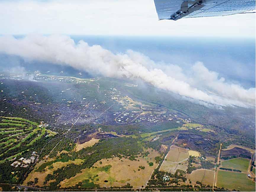 An aerial shot of the damage from the Margaret River fire in 2011