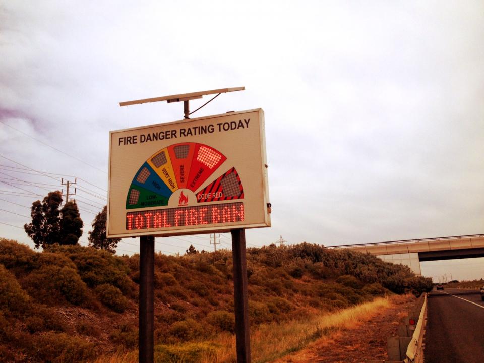 A FDR sign displaying a TFB and Extreme conditions