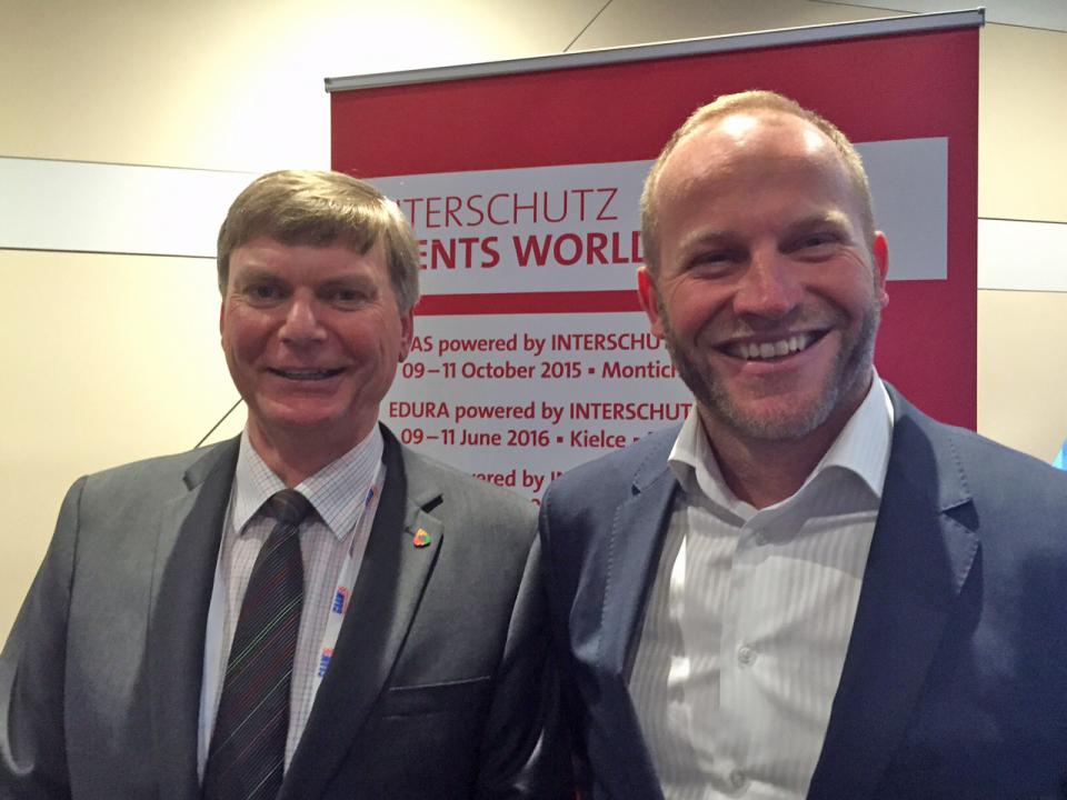 AFAC CEO Stuart Ellis and Harvey Stockbridge, Managing Director of Hannover Fairs Australia