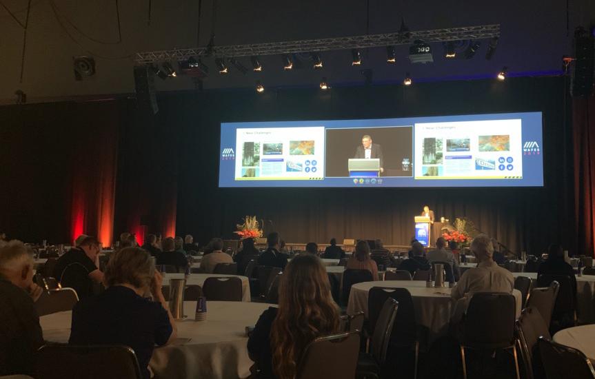 Dr Richard Thornton speaking at the 2019 Western Australian Fire and Emergency Services conference. Photo: Kelsey Tarabini.