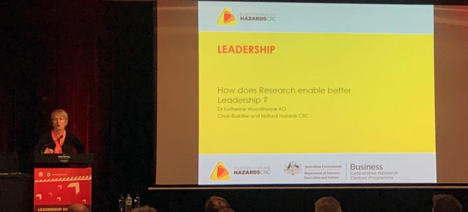 CRC Chair Dr Katherine Woodthorpe at the NSW RFS Leadership and Young Members Forum 2019